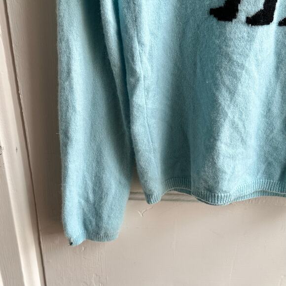 Aqua Cashmere Fox Intarsia Crewneck Sweater - Picture 6 of 9